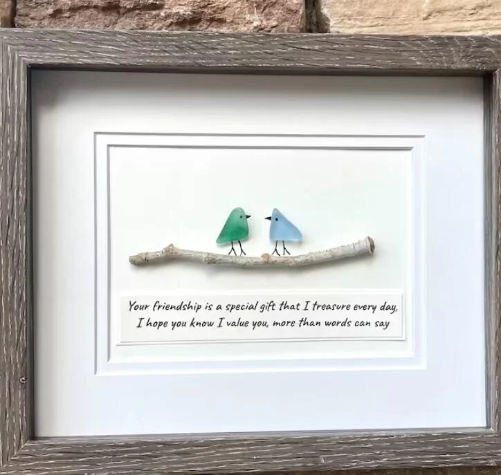 🔥 Last Day 49%OFF🔥SEA GLASS RAINBOW BIRDS - FRAMED UNIQUE HANDMADE