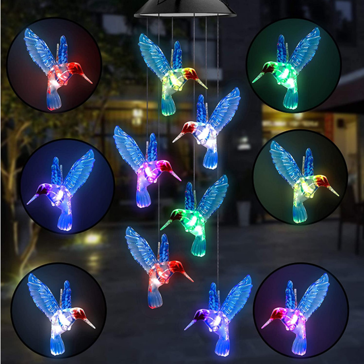 Solar LED Lights Hummingbird Wind Chimes