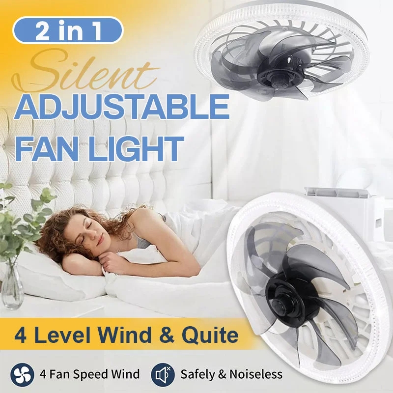 2-in-1 Silent Adjustable Fan Light for Bedroom with Remote Control light socket ceiling fan