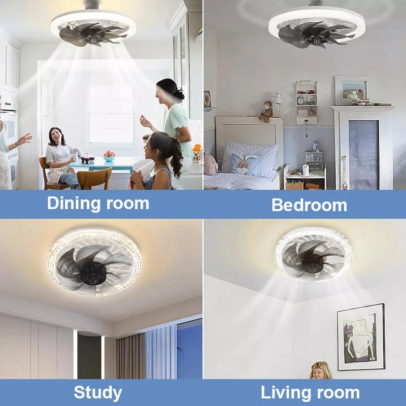 2-in-1 Silent Adjustable Fan Light for Bedroom with Remote Control light socket ceiling fan