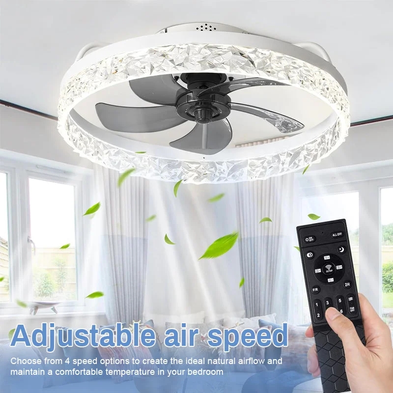 2-in-1 Silent Adjustable Fan Light for Bedroom with Remote Control light socket ceiling fan