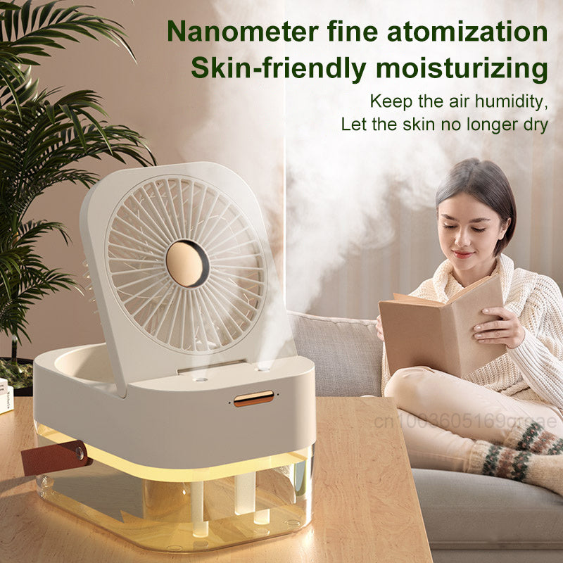 USB-Powered Air Cooler & Humidifier with Night Light Cooling Portable Fan