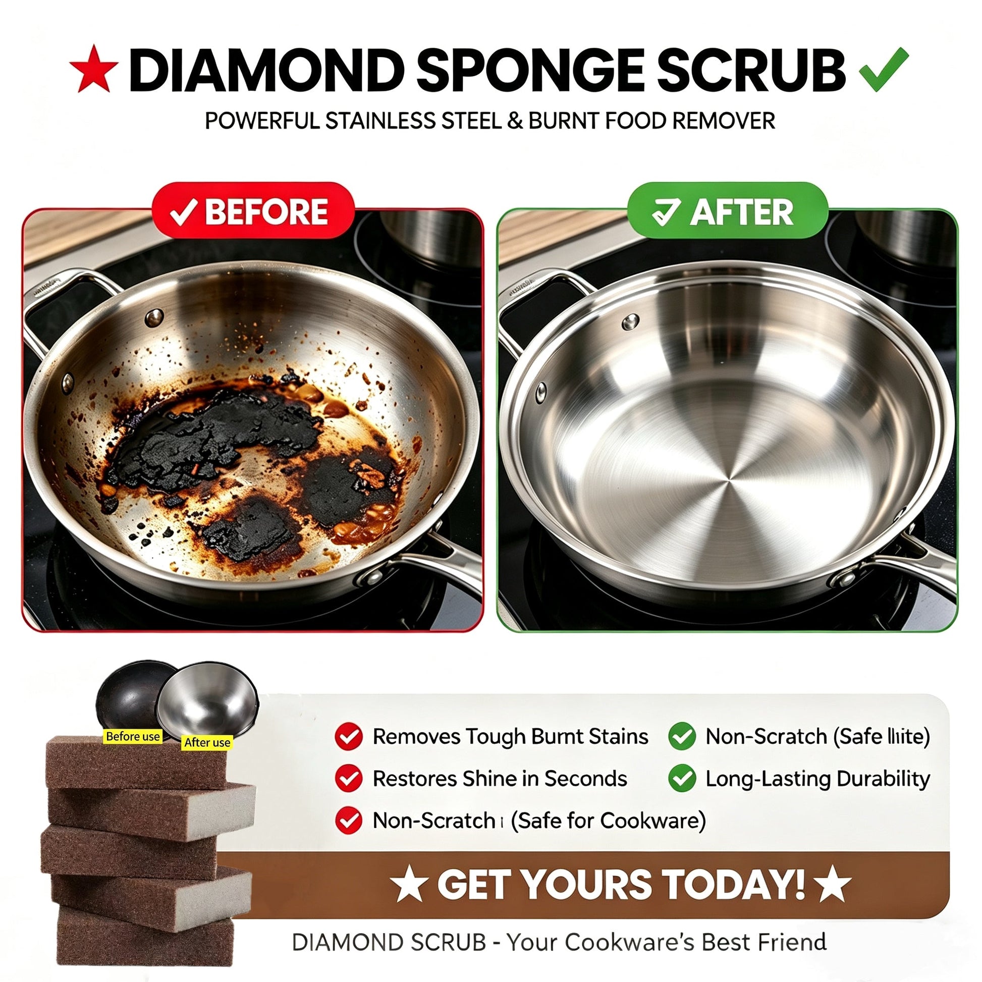 Emery Sponge Scrubber for Heavy-Duty Cleaning