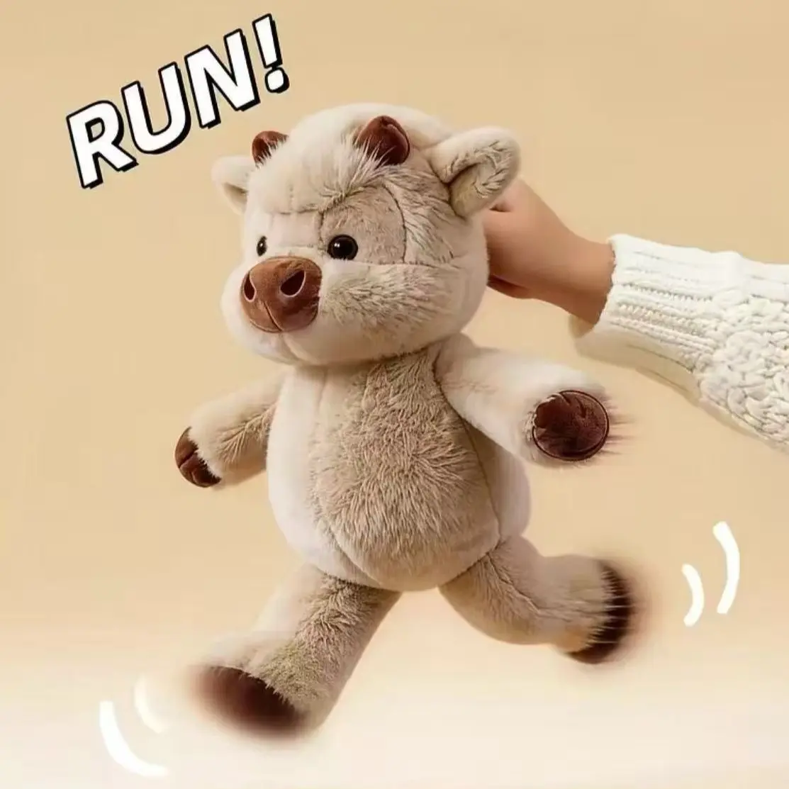 New Run Series Scottish Highland Calf Plush Toy Doll, Small Pig Hoho Stuffed Animal, Soft and Cozy Companion for Kids, Soft Huggable Cuddly Stuffed Animal