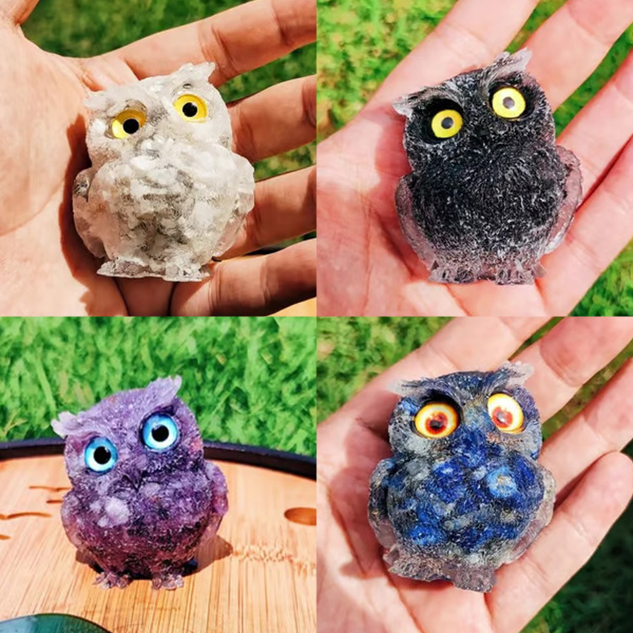 Natural Crystal Gemstone Owl