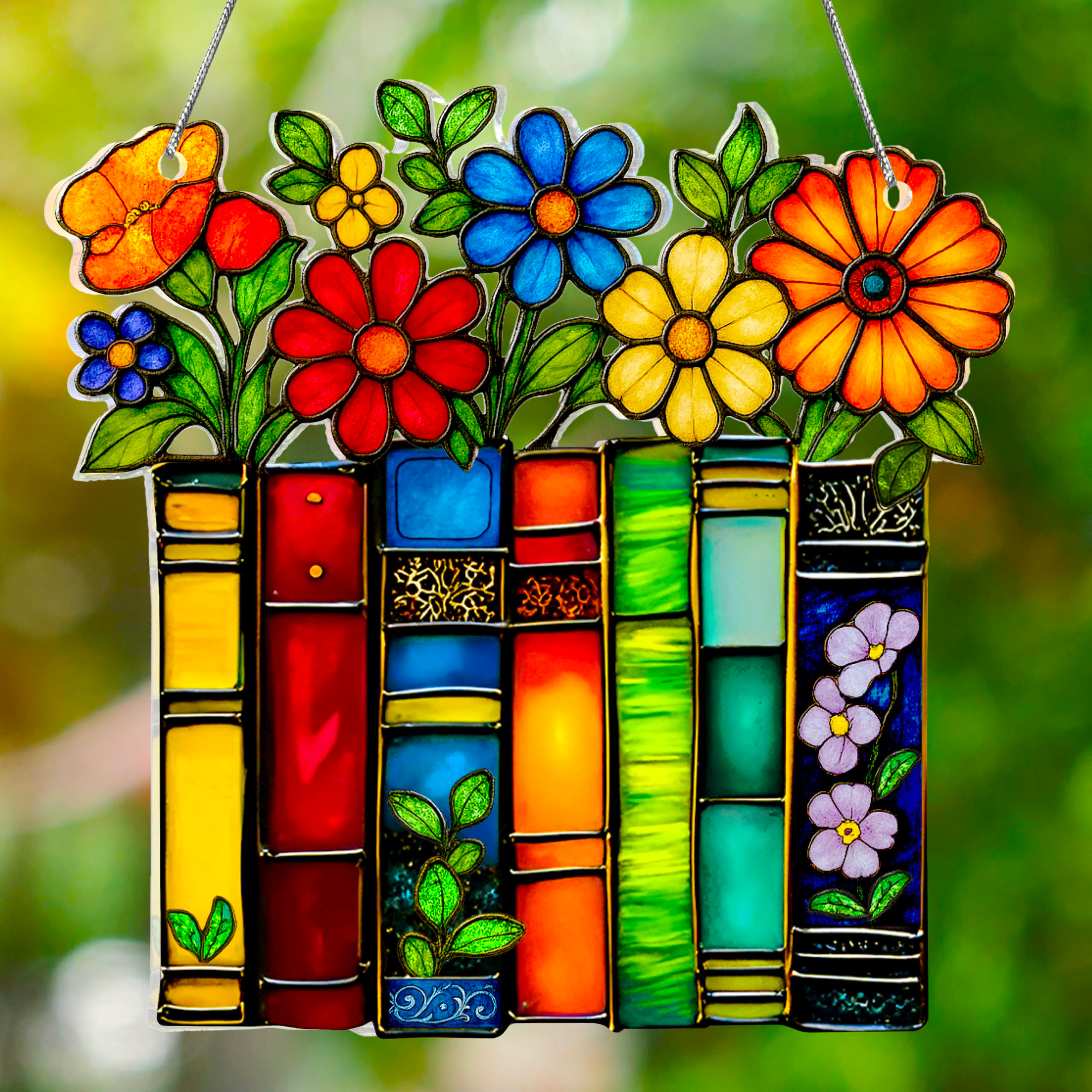 10inch Book Ornament Stained Plexiglas Window Hanging