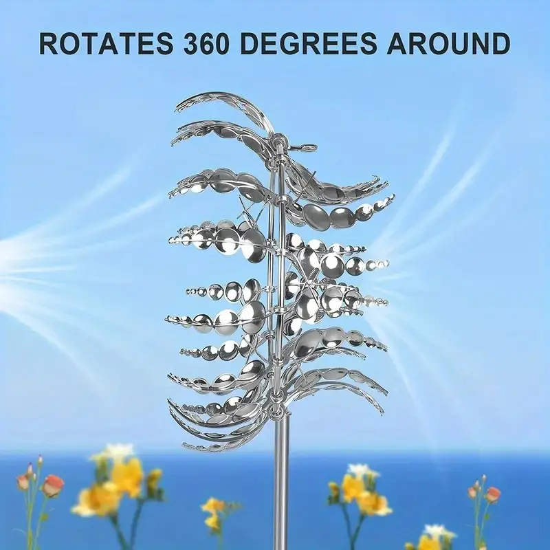 1 set unique and magical metal windmill 3d wind kinetic sculpture wind catchers metal outdoor patio decoration metal wind spinners suitable for outdoor garden details 0
