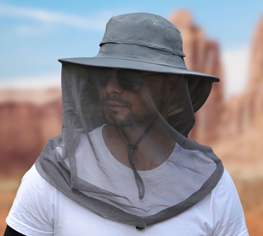 Fishing Hat Sun Protection Hat Mosquito Head Net for Outdoors Bucket Hat with Hidden Net Mesh