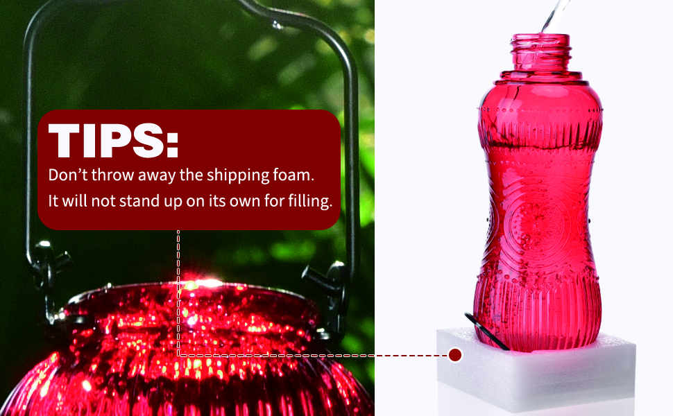 glass hummingbird feeder