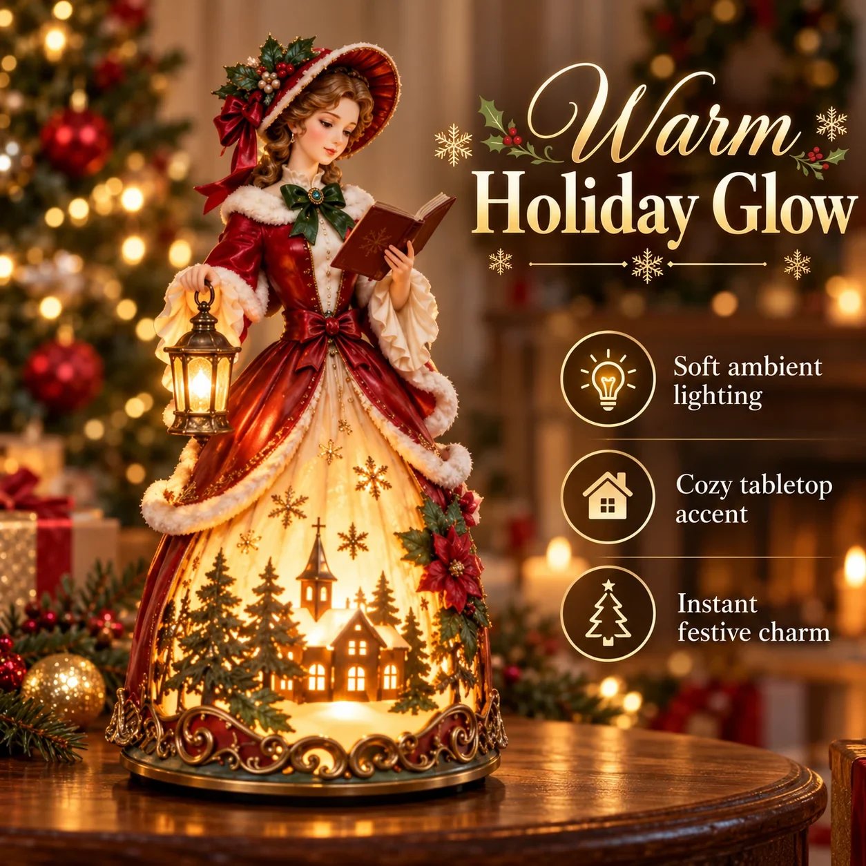 Warm Holiday Glow Victorian Caroler Lamp