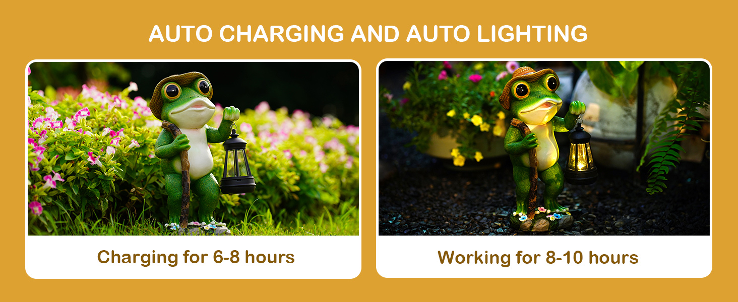 带灯太阳能青蛙雕像