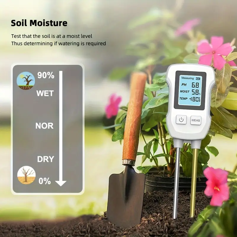 3-in-1 Soil Tester with LCD Display - Accurate pH, Moisture & Temperature Readings