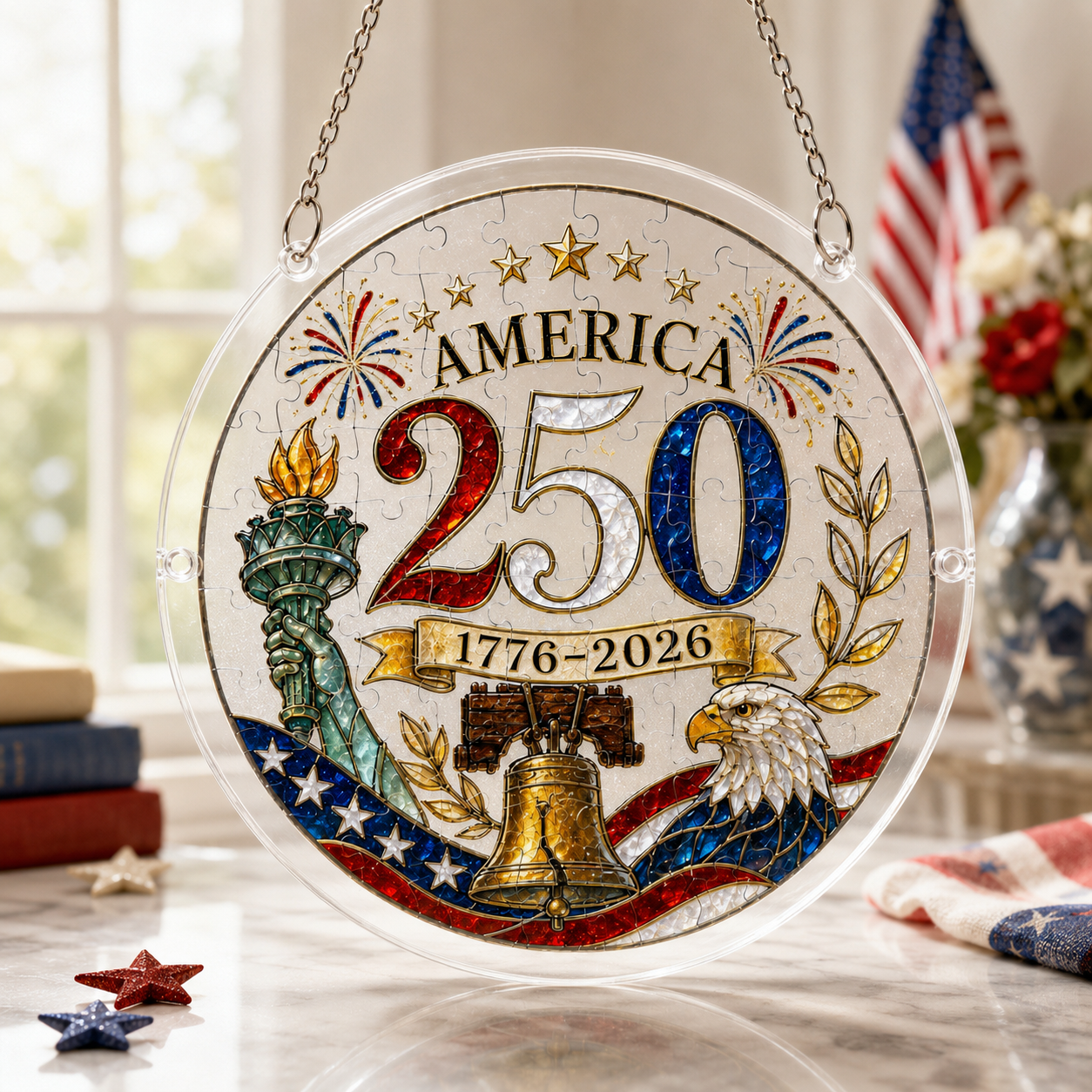 250th Anniversary Acrylic Puzzle Suncatcher Window Hanging
