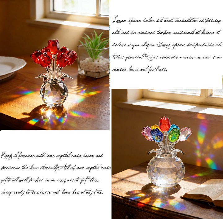 Eternal Bloom · Crystal Colorful Rose Flower Collectible Figurine