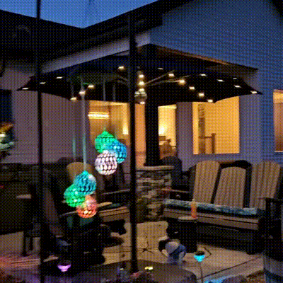 Solar Metal Orb Wind Chime Mobile - Rainbow Color Changing LED Lights
