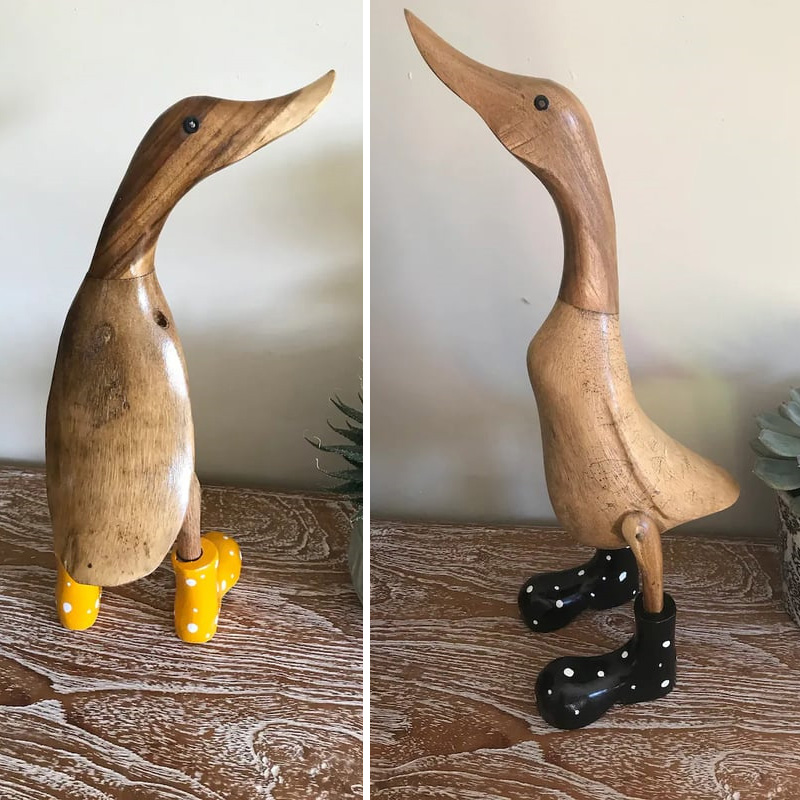 🌈Hand Carved Wellies Duck Family💞