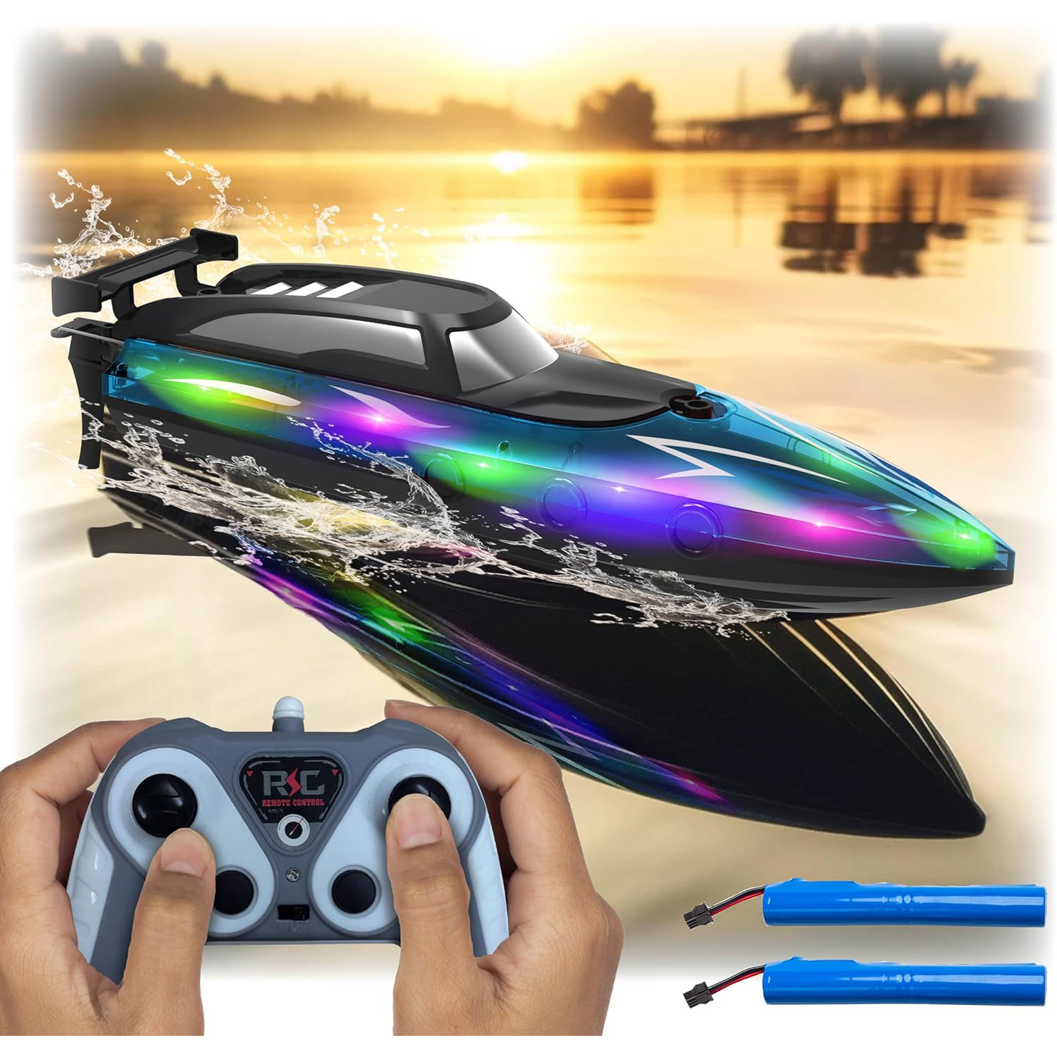 LED Light Remote Control Racing Boat, Suitable For Pools And Lakes