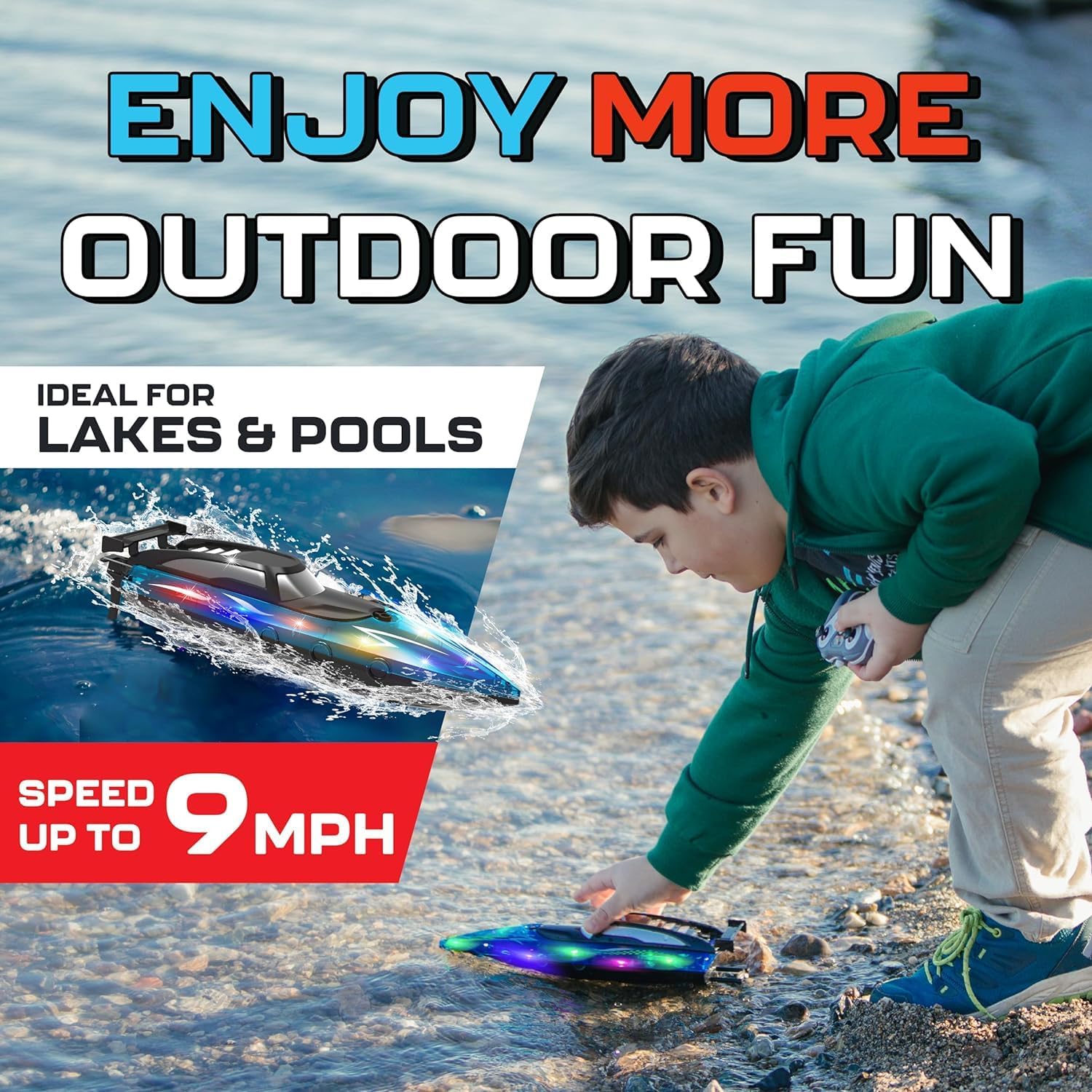 LED Light Remote Control Racing Boat, Suitable For Pools And Lakes