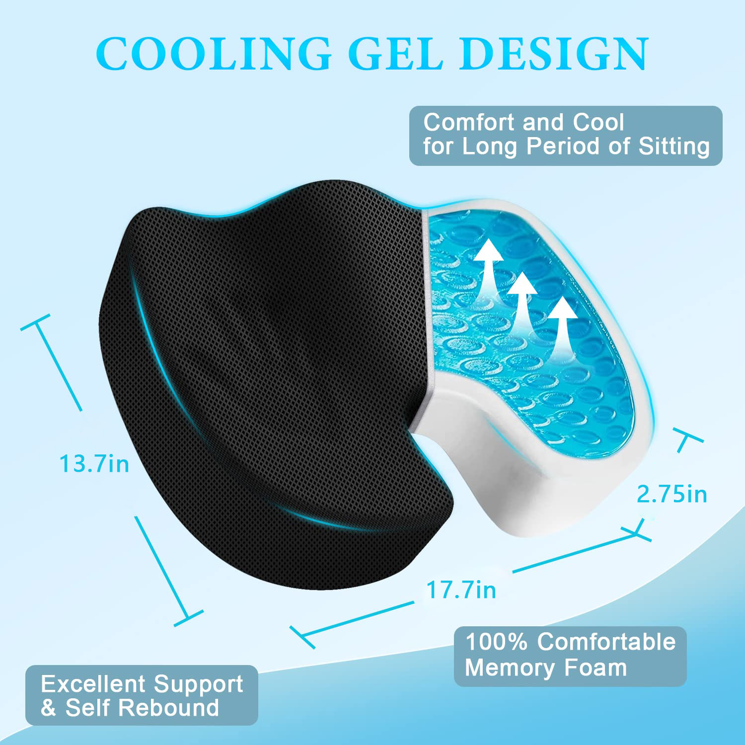 Cooling Gel Enhanced Seat Cushion