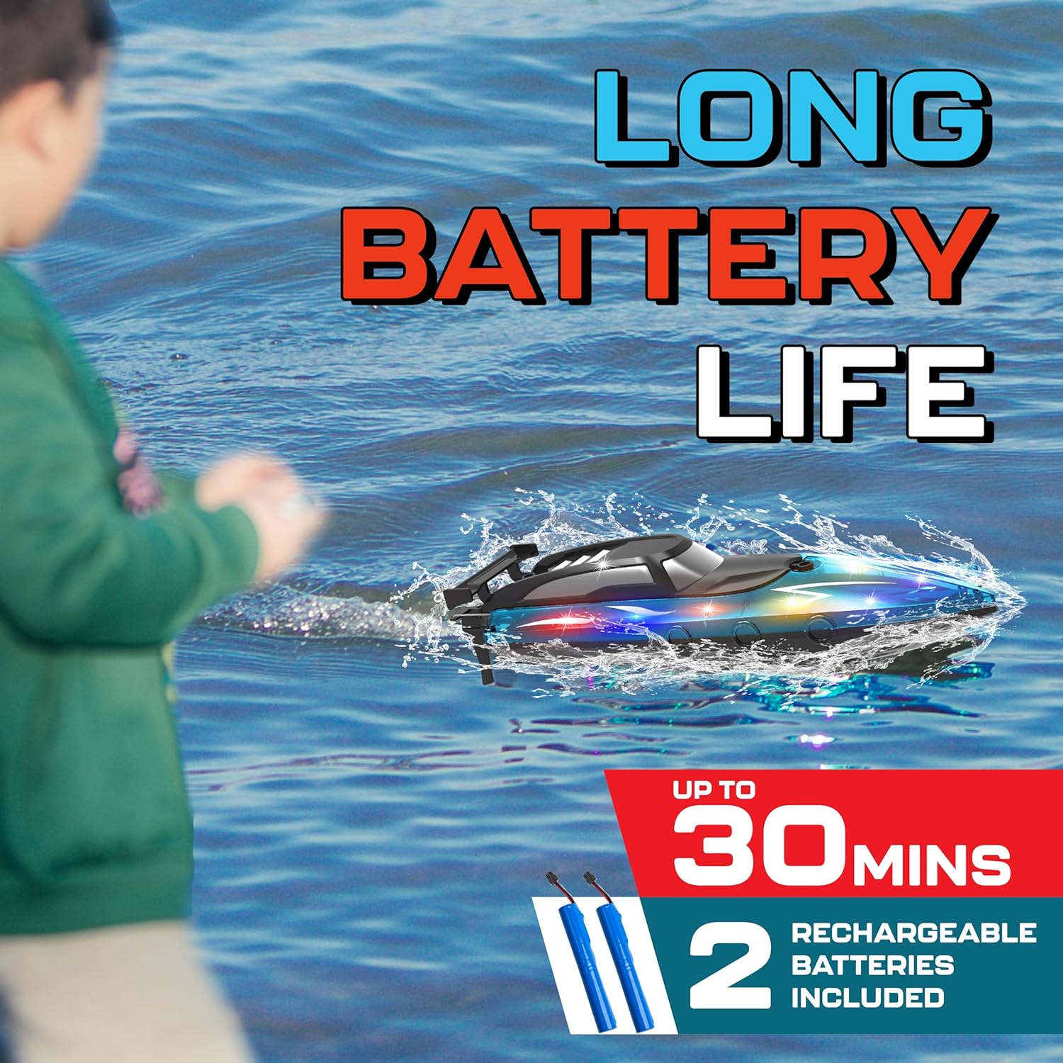 LED Light Remote Control Racing Boat, Suitable For Pools And Lakes