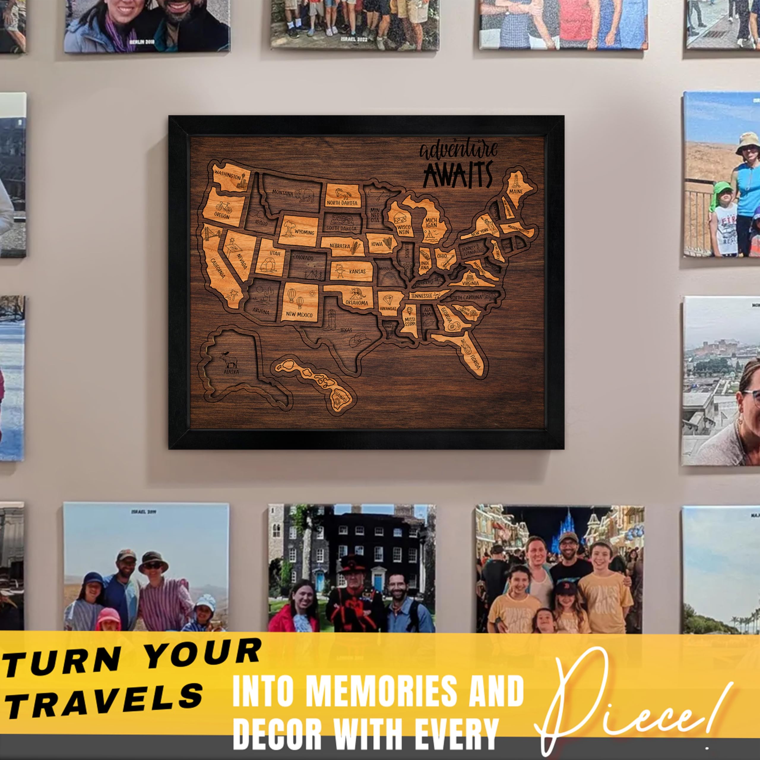 🔥49% OFF - 🧩US Wooden USA Travel Map Puzzle - A Stylish Way to Track Your Journey & Memories
