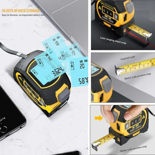3-In-1 Infrared Laser Tape Measuring (Imperial & Metric)