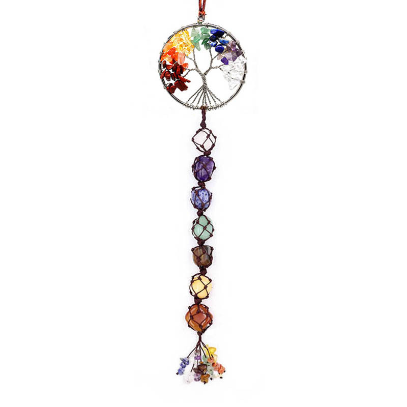 🔥 49% OFF💕7 Chakra Stone Healing Crystal Tree of Life Chakra Hanging Ornament