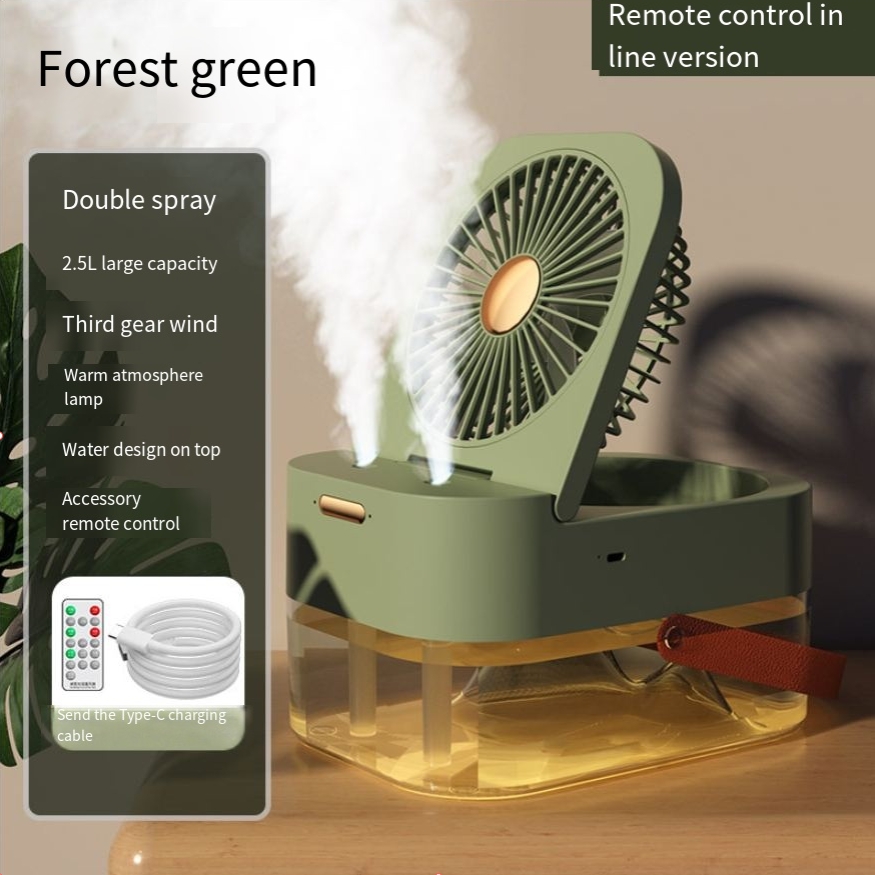 USB-Powered Air Cooler & Humidifier with Night Light Cooling Portable Fan