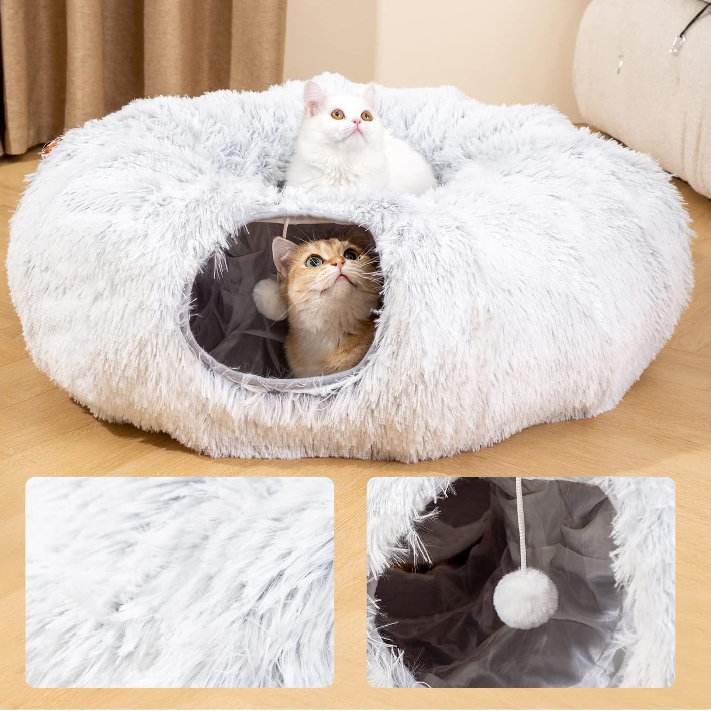 Oversized For Multiple Cats Tunnel with Cat Bed