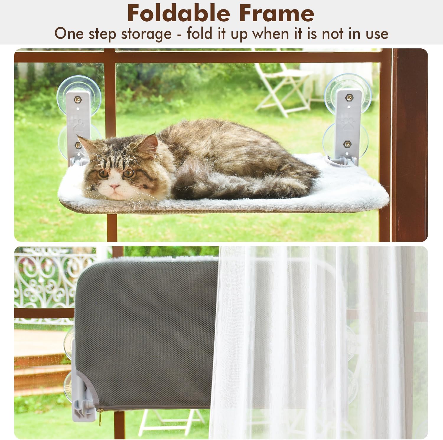 Foldable Cat Beds for Indoor Cordless Cat Window Perch
