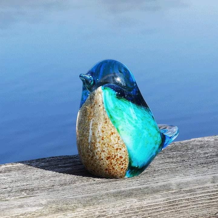 Hand Blown Glass Bird Statue