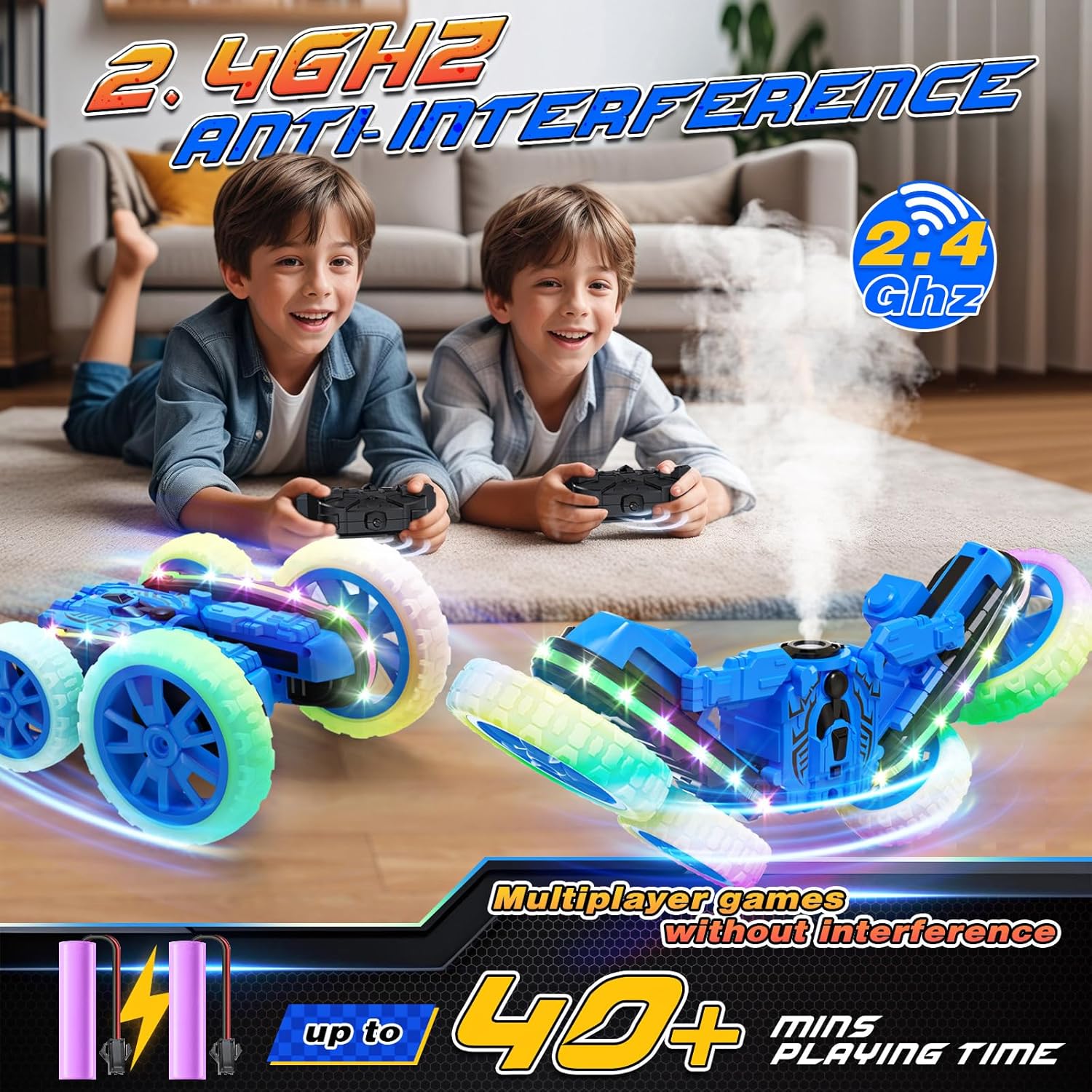 2.4Ghz 360°Rotating 4WD Spray RC Stunt Car