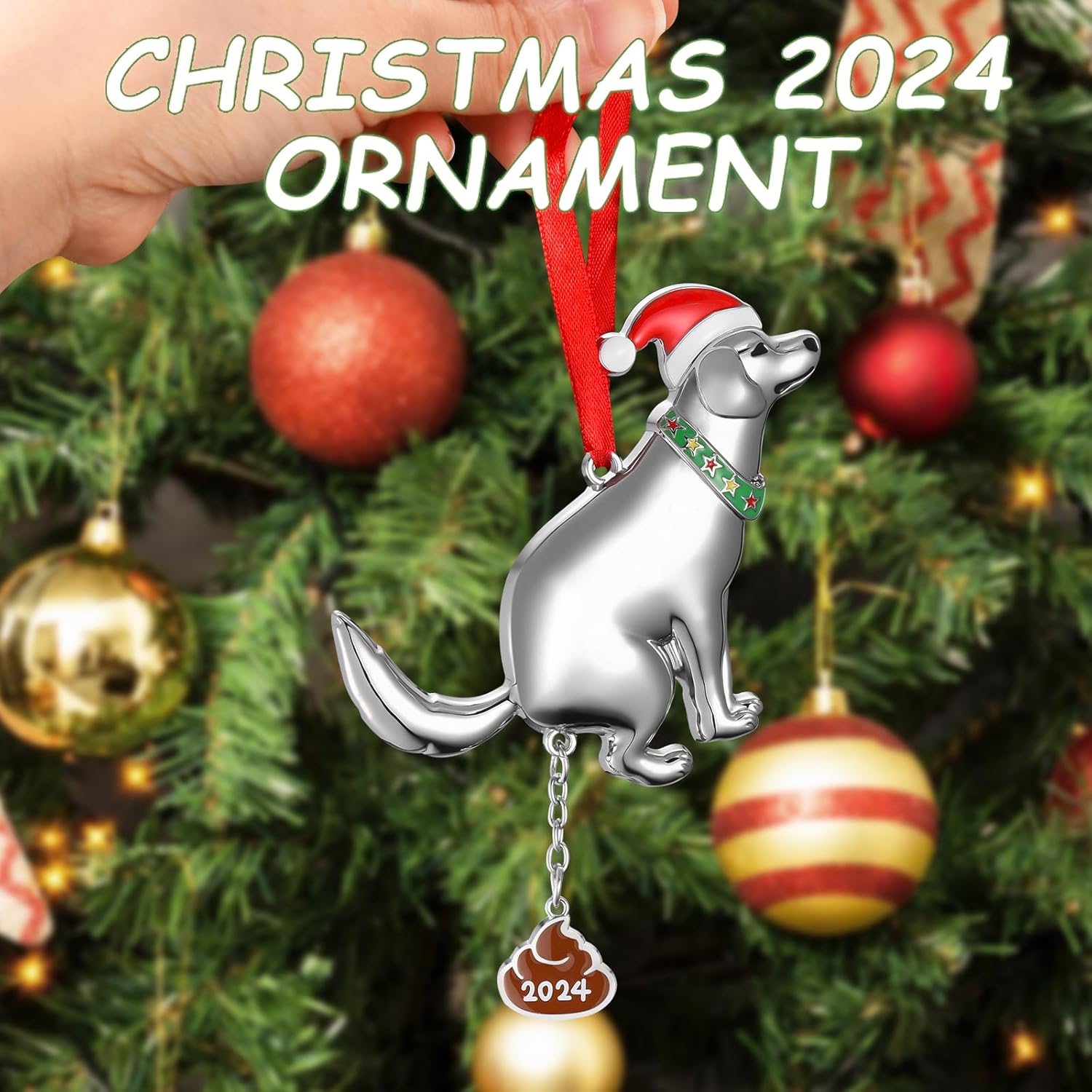 Funny Pooping Dog Ornament for Christmas Tree Decoration