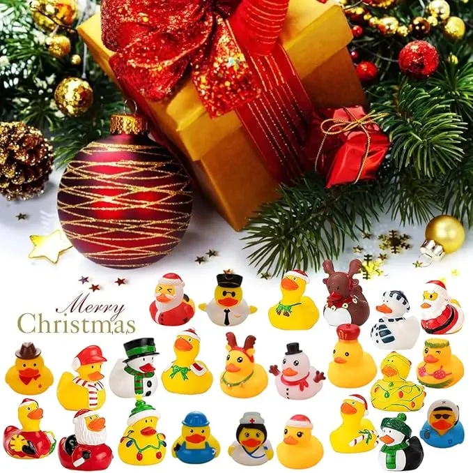 🦆24 Pcs Christmas Rubber Ducks Advent Calendar