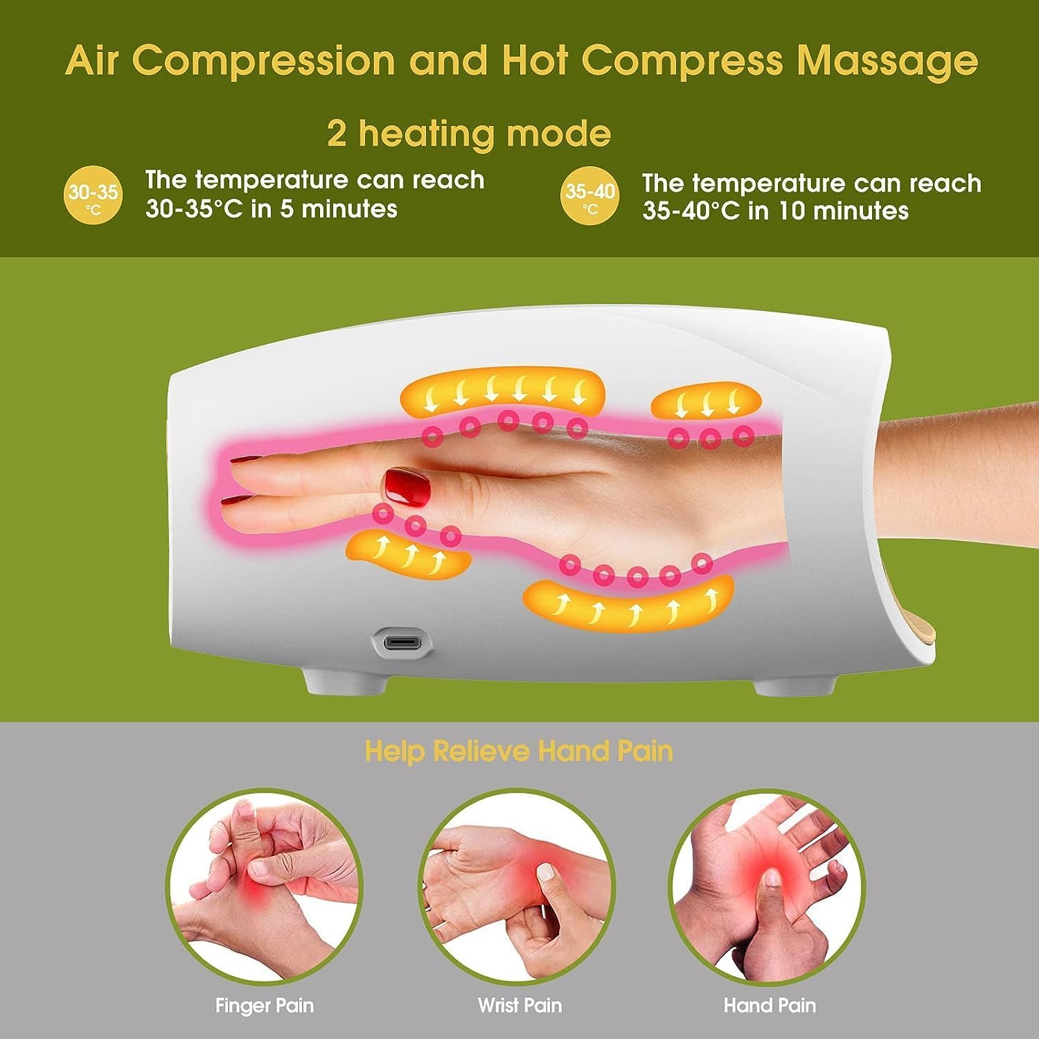 Wrist Pain Relief Newest Ver Electric Heat Hand Massager