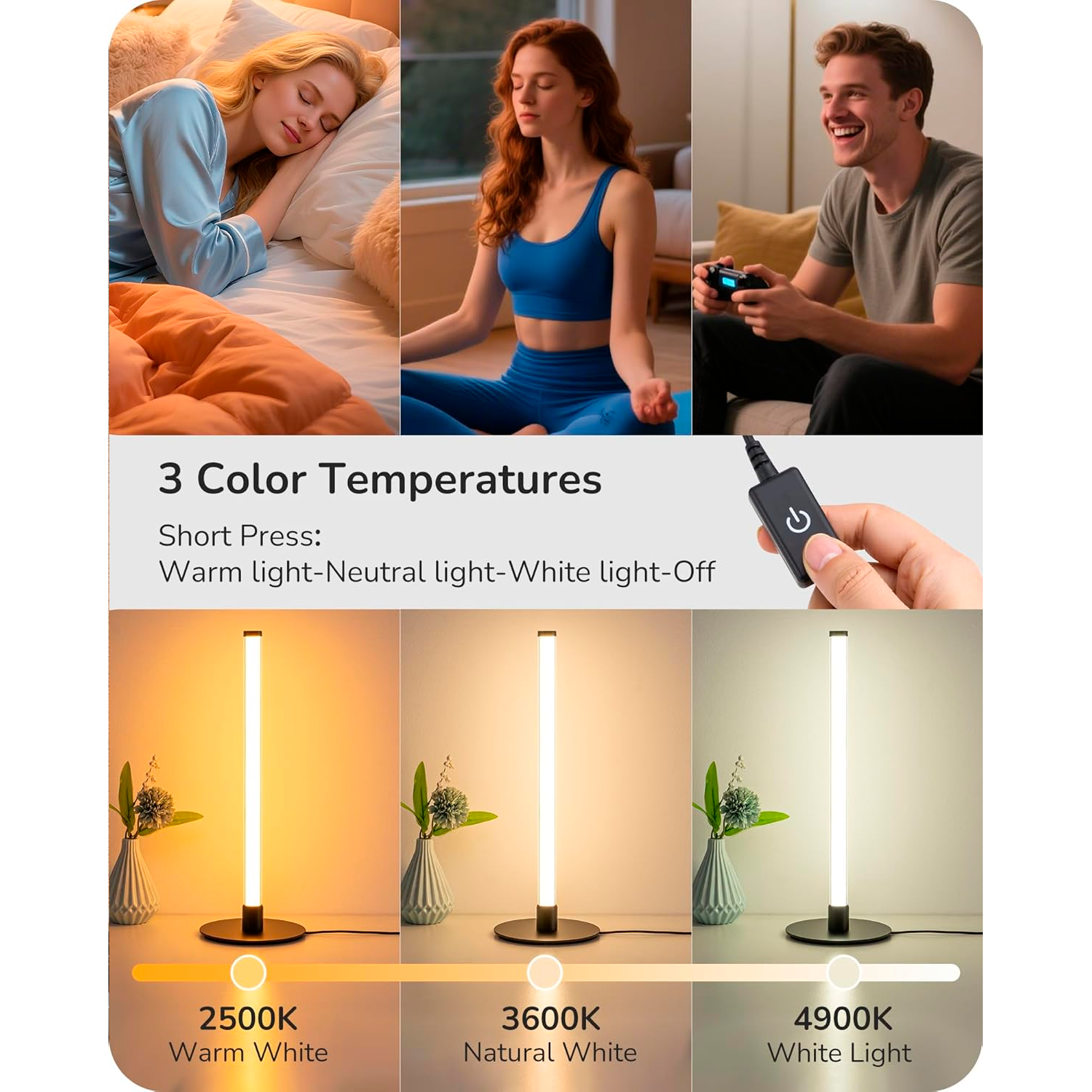 Modern Slim Bedside Lamp with 360° Illumination