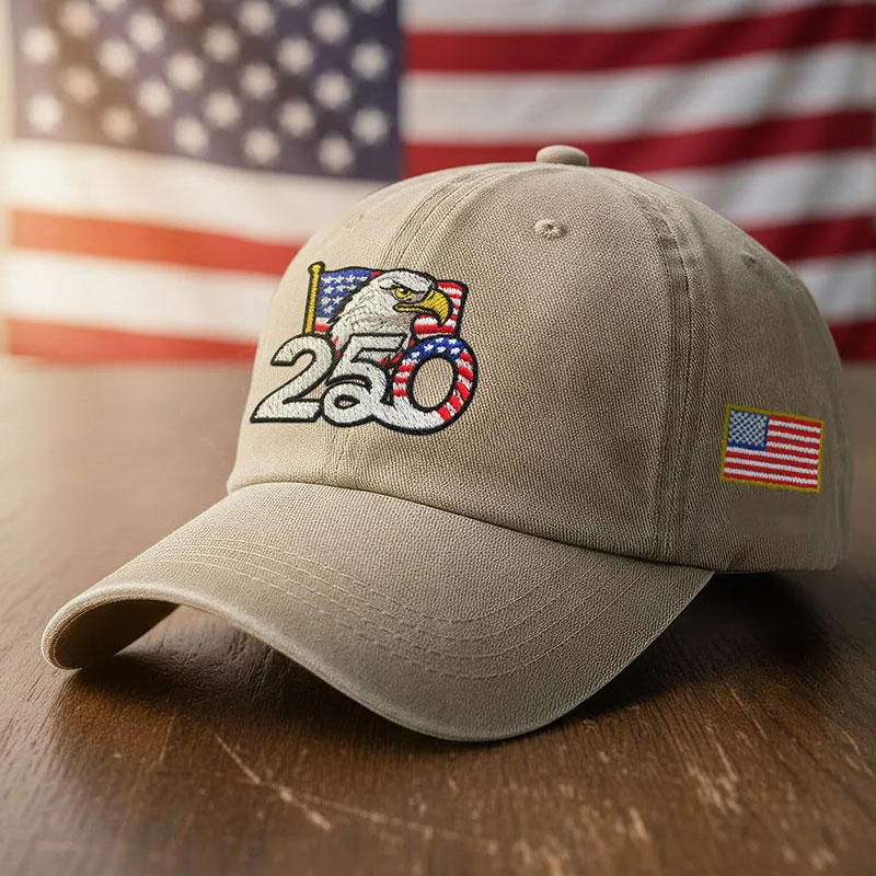 ✨✨250th Anniversary Washed Cap with Embroidered American Flag