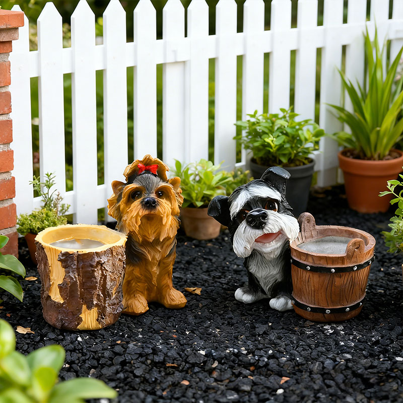 🐶 Adorable Dog Planter Figurines – Whimsical Garden Decor 🌱✨