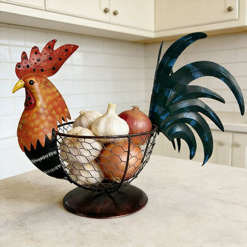 🐔 Rustic Rooster Wire Basket – Farmhouse Charm for Every Space ✨