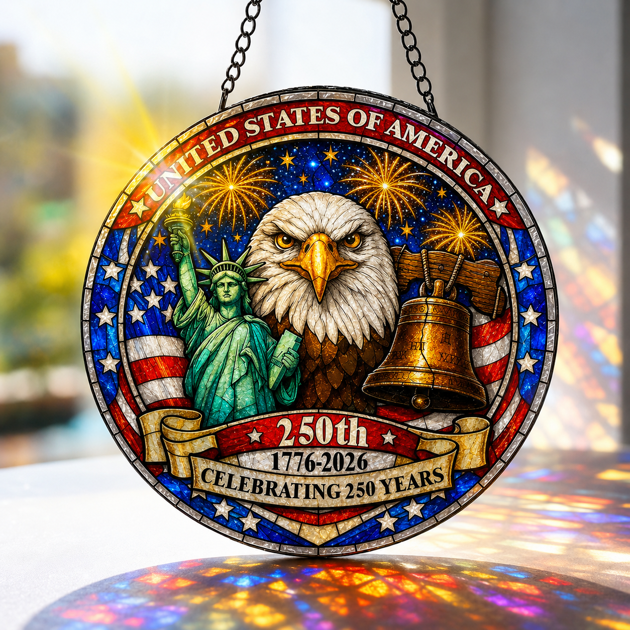 ✨ 250th Anniversary Patriotic Stained Glass Suncatcher
