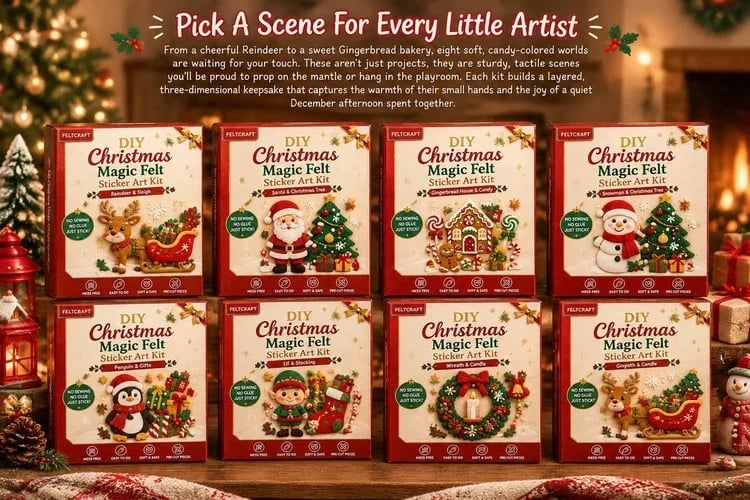 Eight Christmas felt art designs Eight Christmas felt art designs