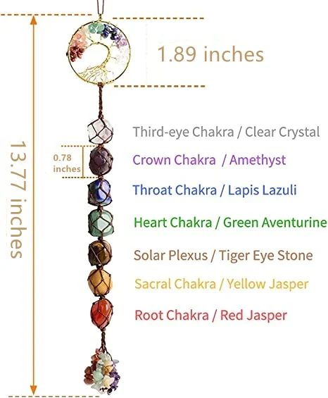 🔥 49% OFF💕7 Chakra Stone Healing Crystal Tree of Life Chakra Hanging Ornament