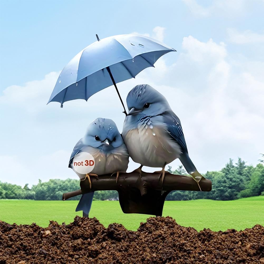 Cute 2D Acrylic Flat Acrylic Bird Garden Stake