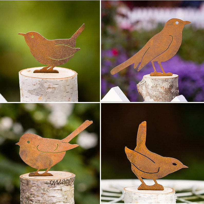 60% OFF - Rusty Metal Bird Silhouettes Garden Decoration