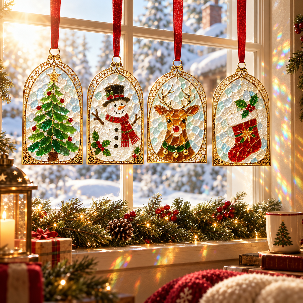 Christmas Stained Glass Window Ornament