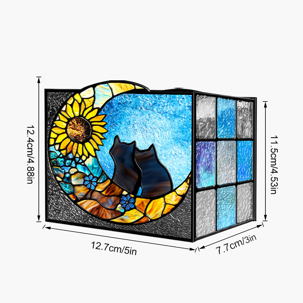 Stained-Glass-Style Acrylic Pen Holder for Colorful Desk Décor