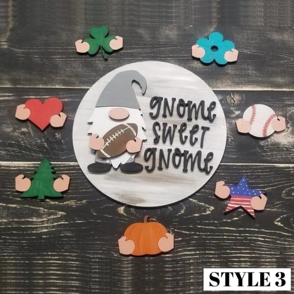 Cute 3D Seasonal Interchangeable Gnome Door Hanger