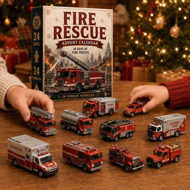 Fire rescue vehicles Christmas display