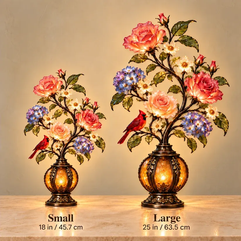 Eternal Bloom Vintage Rose Cardinal Table Lamp home decor Eternal Bloom Vintage Rose Cardinal Table Lamp home decor