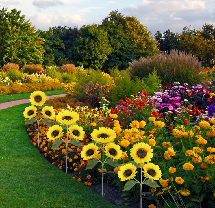 2 Pack with 6 Sunflower Solar Lights Outdoor Garden Decor,Solar Flowers Lights Waterproof,Sunflowers Gifts for Mom Women Grandma Birthday,Decorative Stakes Lights for Landscape Yard Patio Lawn